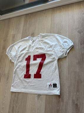 Alleson Athletic White & Maroon Mesh Football Practice Jersey #17 Size S/M